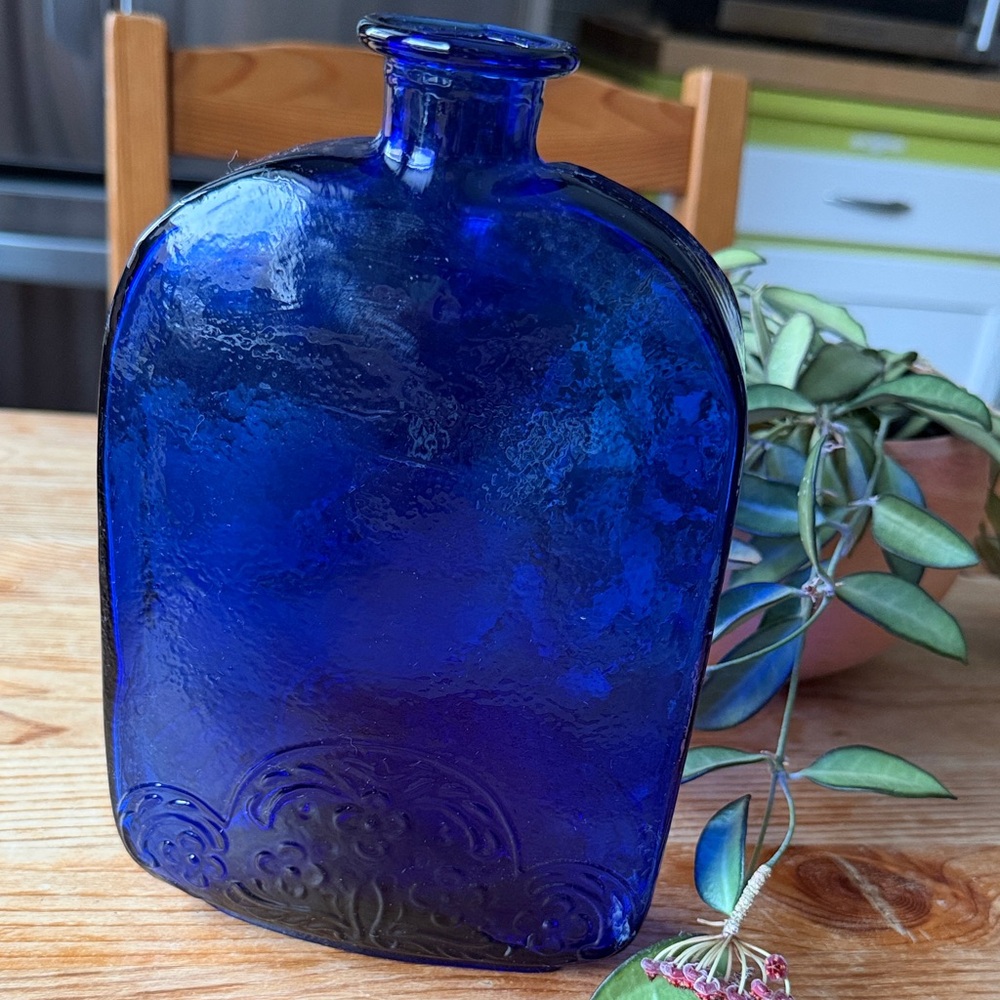 Vintage Blue Glass Decorative Bottle